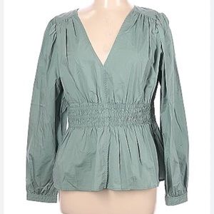 Puff Sleeve Peplum Top sage green size small NWT